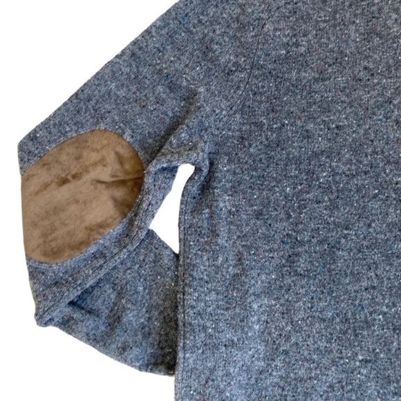 Tom James 1/4 Zip Merino Wool Sweater Grey with Speckles Elbow Patches Casual M - Picture 16 of 16